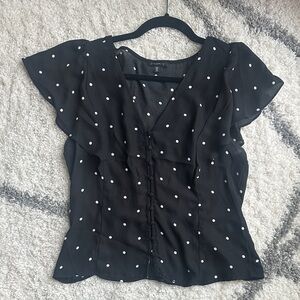 Small Dynamite Black and White Polka Dot Blouse
